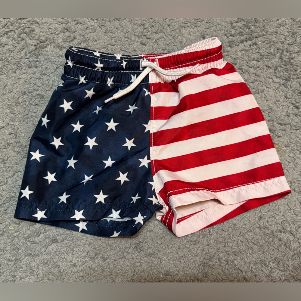 Baby 12-18 month Old Navy Red and White Patriotic Swim Trunks